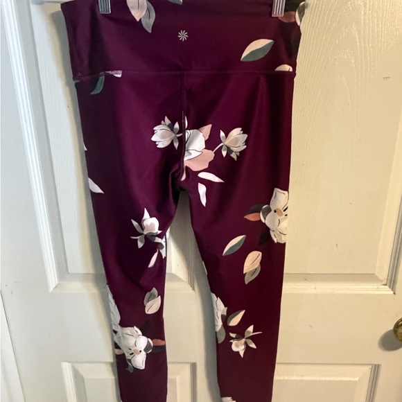 Athleta Burgundy and Cream Floral Leggings - Picture 2 of 3